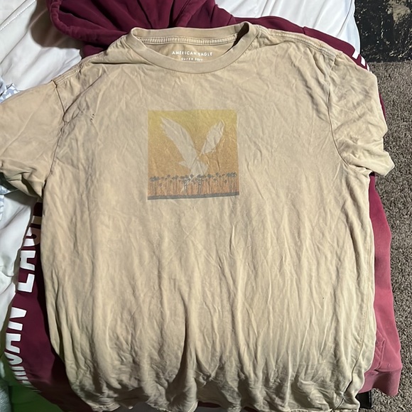 American eagle hoodie and shirts. alright condition mark on hoodie an tan shirt. - Picture 2 of 3